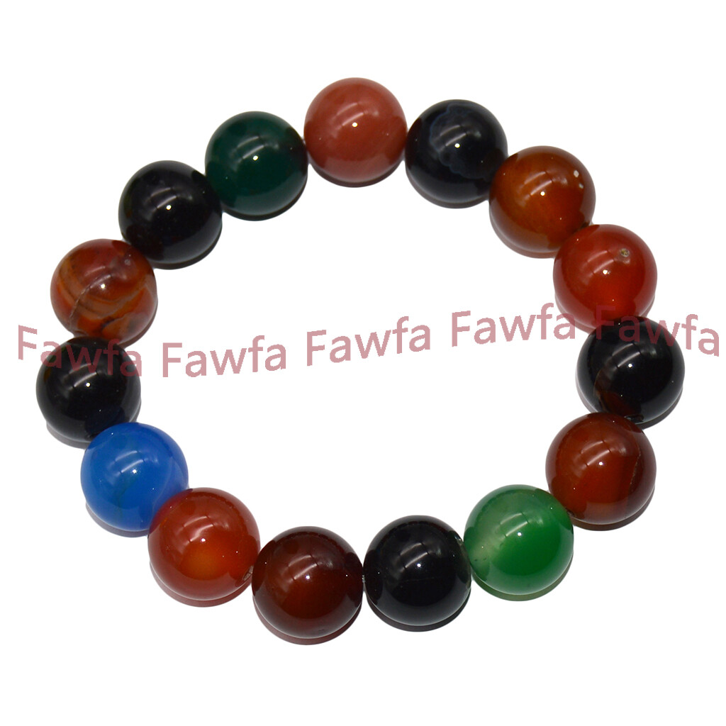 Multicolor Agate 4/6/8/10/12/14mm Round Gemstone Beaded Elastic Bracelets 7.5”
