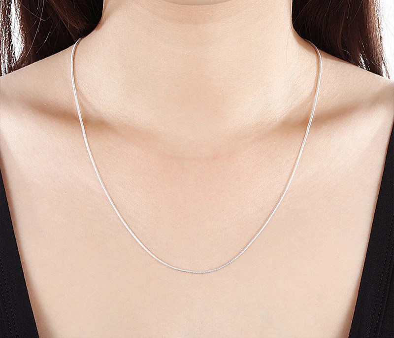 5/10pcs Wholesale 925 Sterling Solid Silver 1mm Snake Chain Necklace For Women