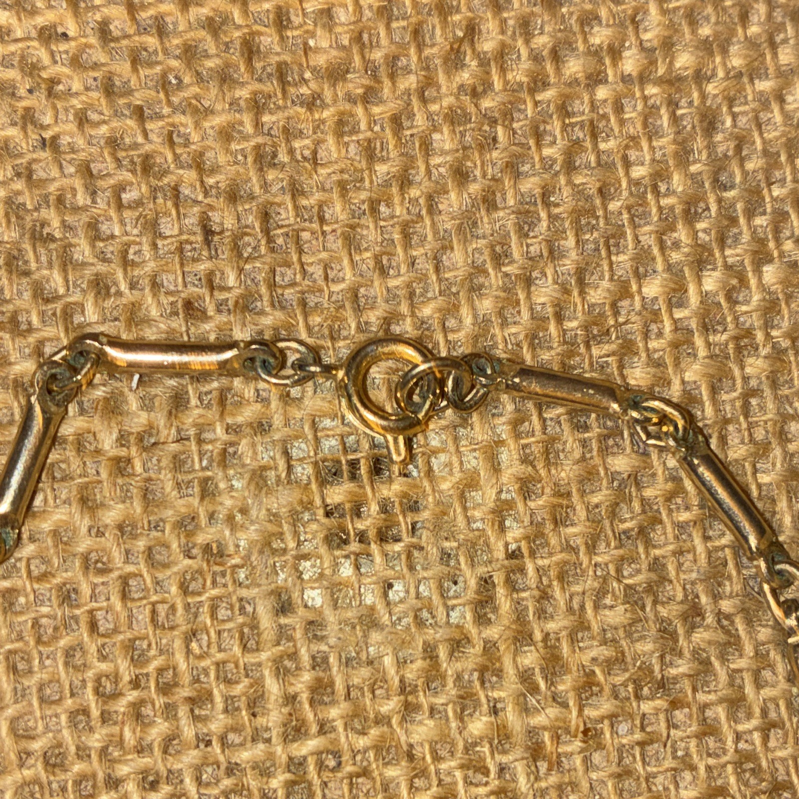 Gold Tone Metal Bar Link Chain Necklace, Spring Ring Clasp, No Stone