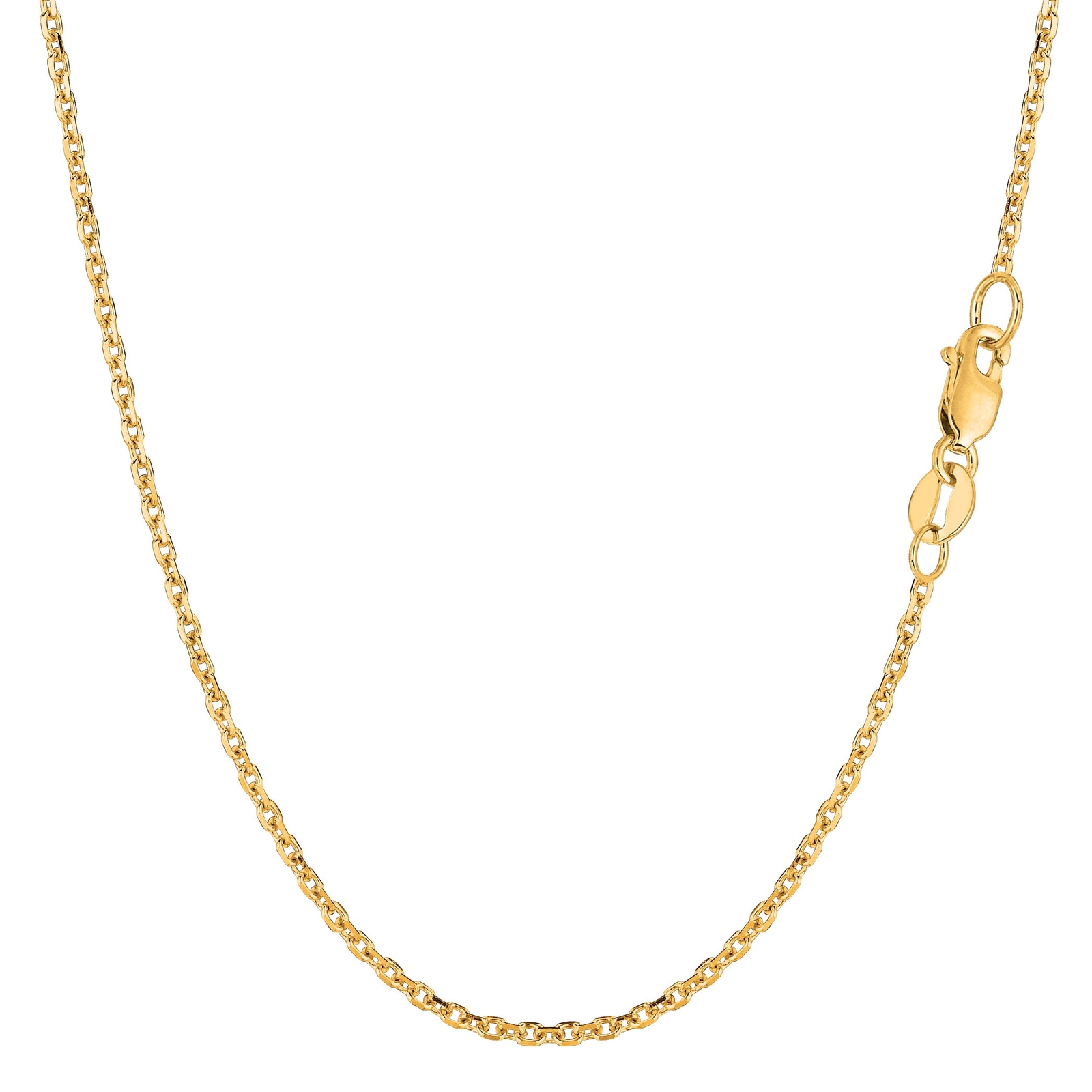 14k Yellow Real Gold Cable Link Chain Necklace, 1.5mm, 16″