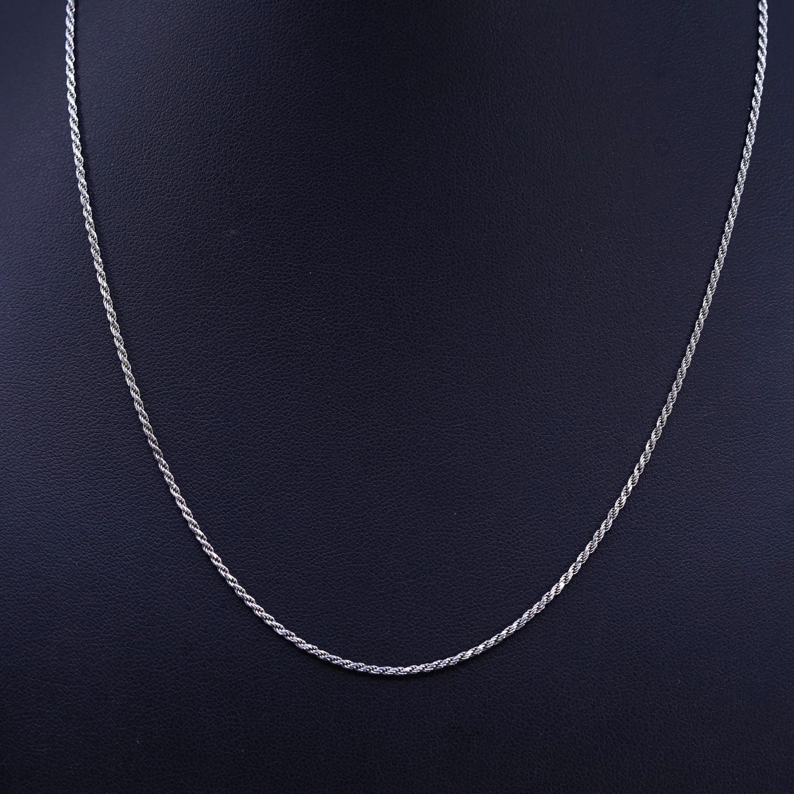 18” 1.6mm, vintage Italian AGI sterling silver 925 rope chain necklace