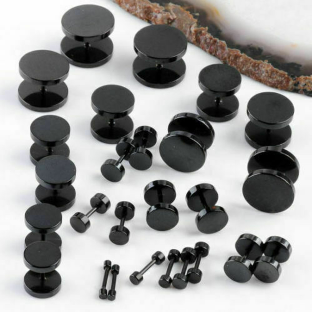 Stainless Steel Unisex Men Women Barbell Stud Earrings Punk Ear Piercing Plugs