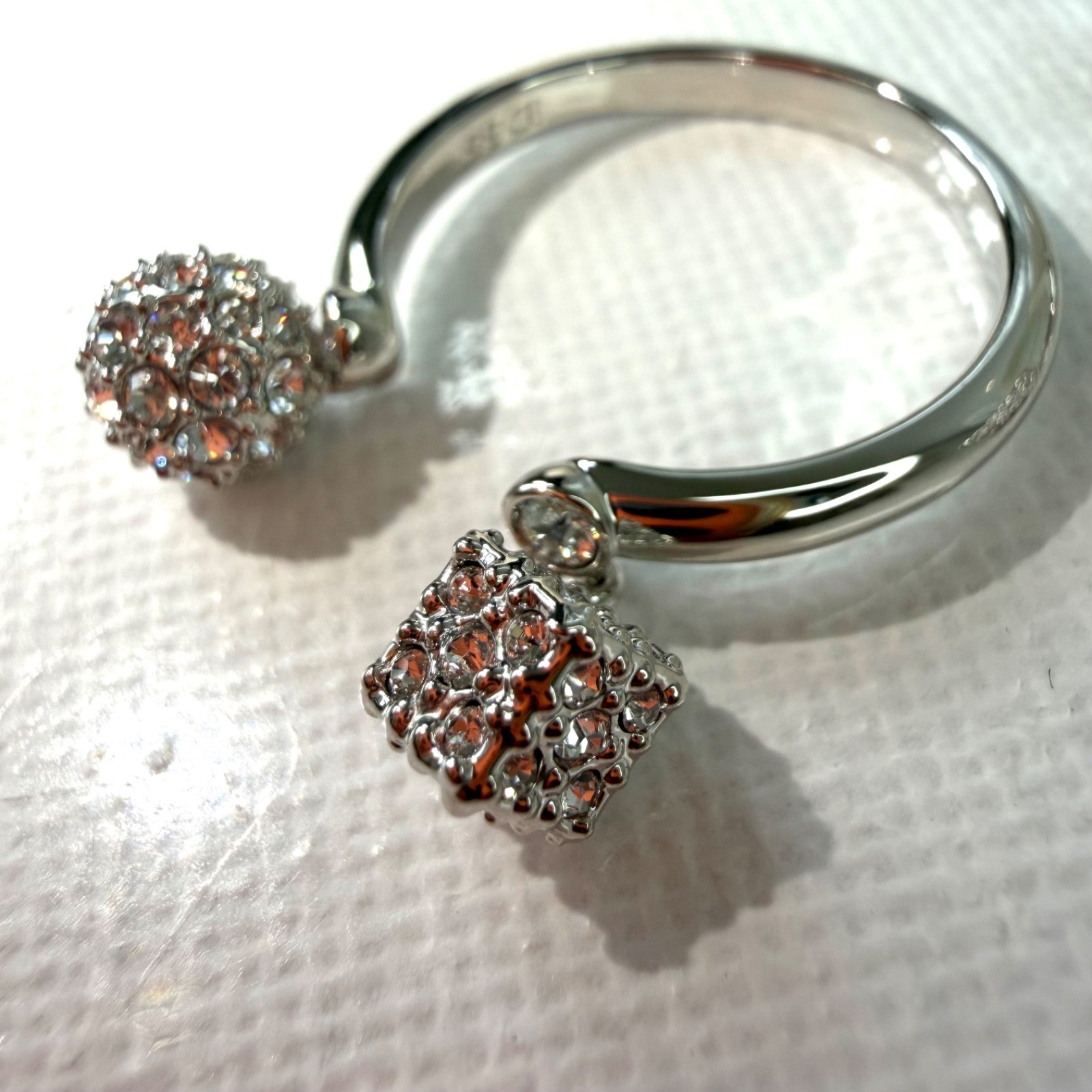 SWAROVSKI Dextera Ring Silver Rhodium Plated White Crystals Size 52 UK L In Box