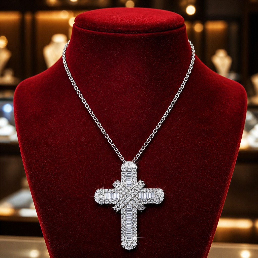 Iced Out Cross Necklace CZ Pendant Zircon Hip Hop Jewelry New