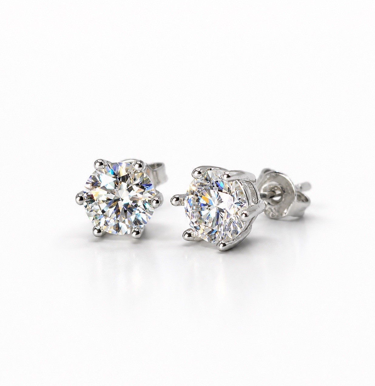 2Ct TW Moissanite Stud Earrings 925 Sterling Silver D Color VVS1 GRA Certified