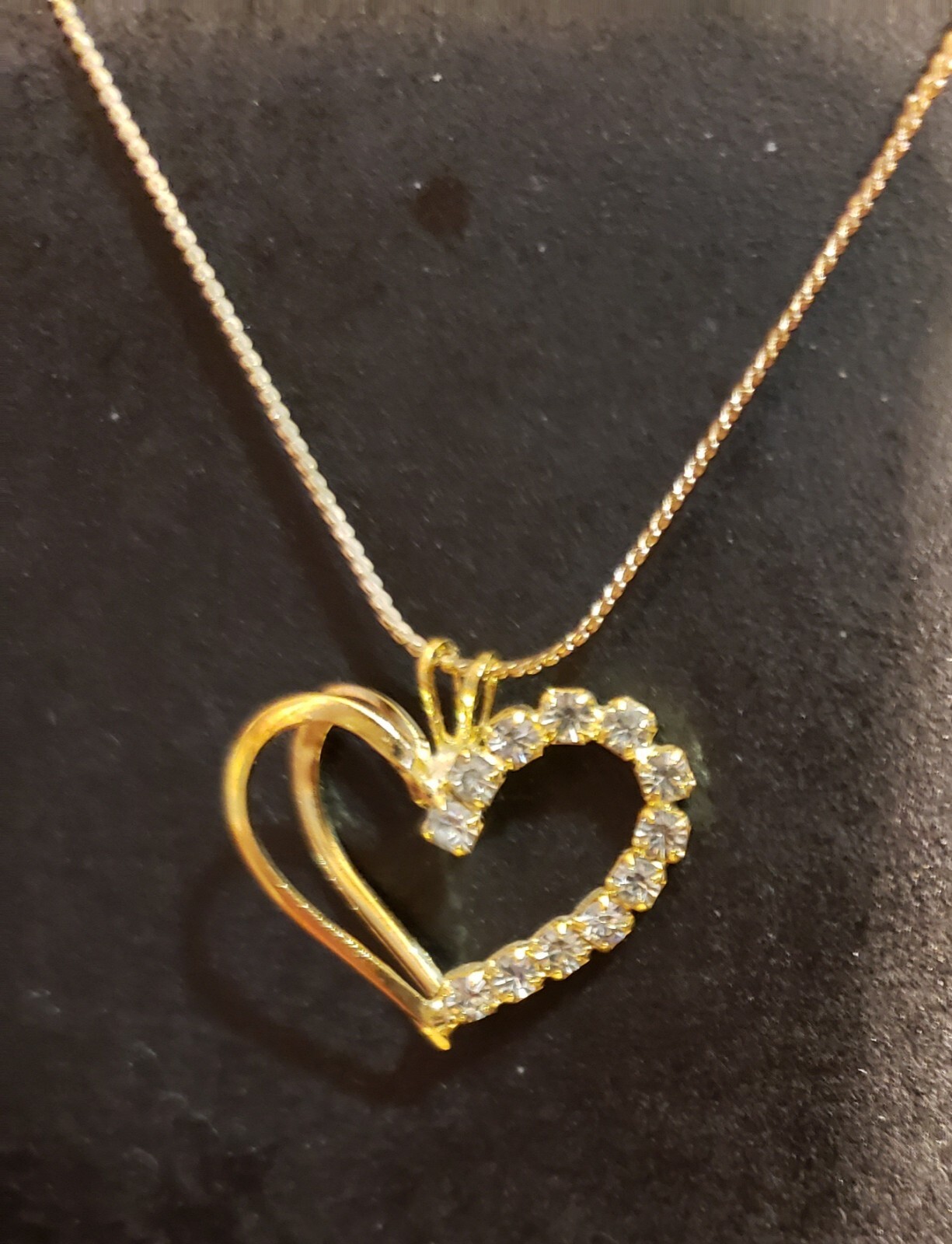 Unbranded Heart Crystal Gold Necklace Women 16″ Chain With Gift Bag