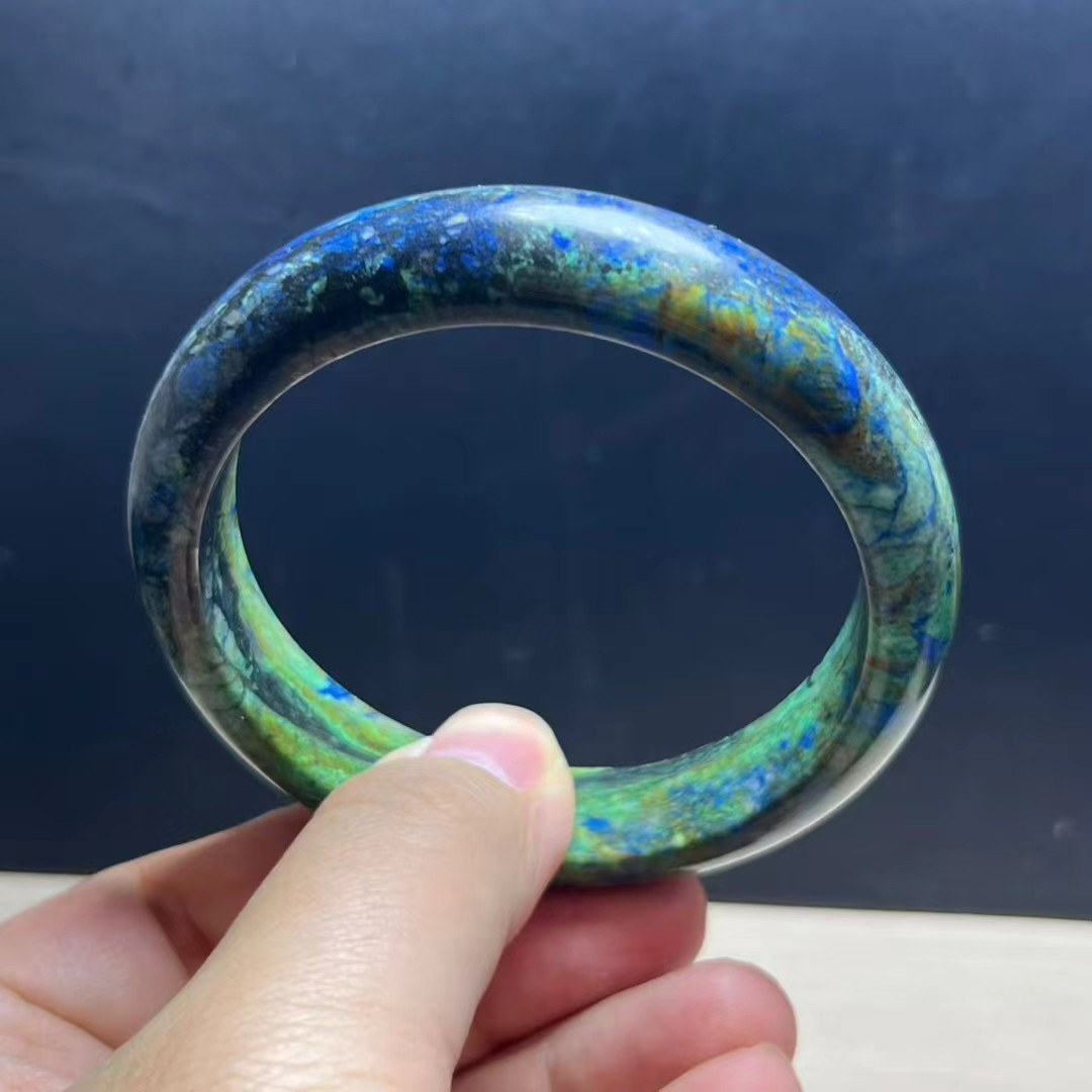 62mm Beauty Glittering Color Azurite & Malachite Crystal Bangle