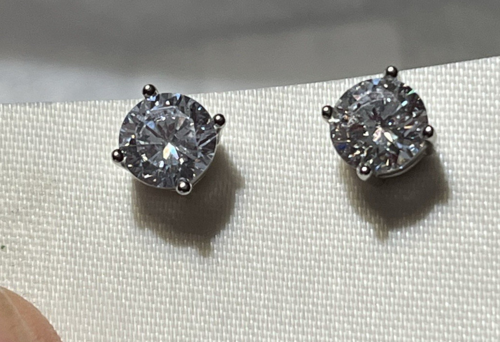 1.5Ct Round Brilliant Cut CZ Crystal on Signed 925 Sterling Silver Stud Earrings