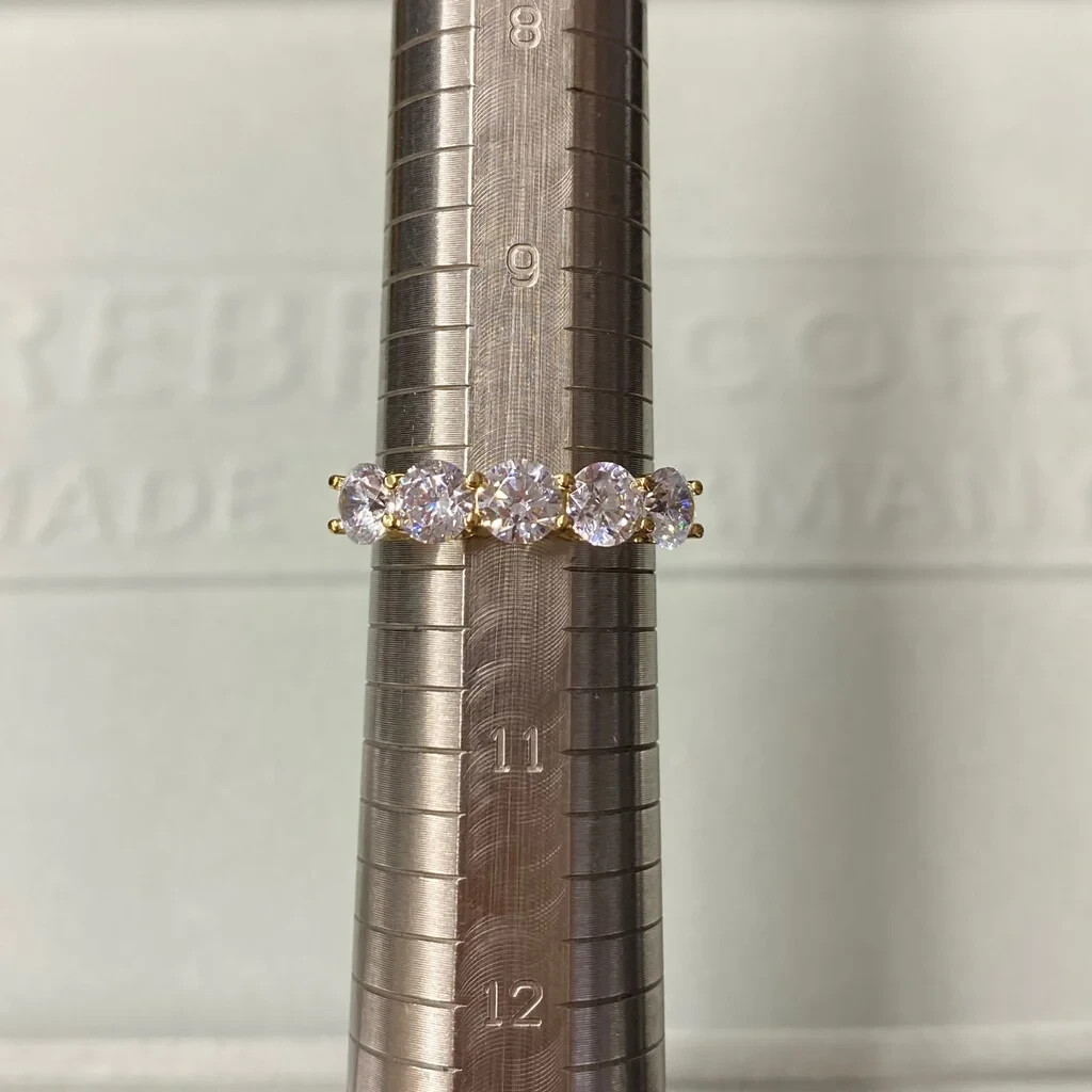 5 Stone Ring 3.00cttw cubic zirconia 14K gold-clad Sterling silver Size 10