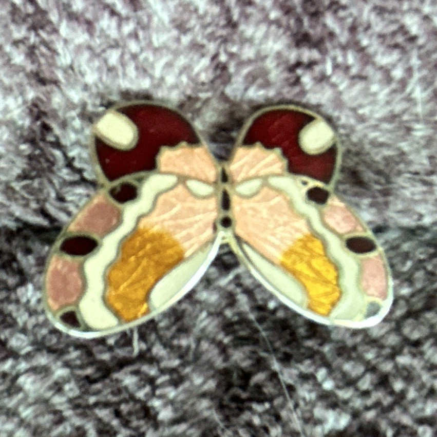 Gold Tone Enamel Butterfly Brooch Pin, Multicolor Animals & Insects