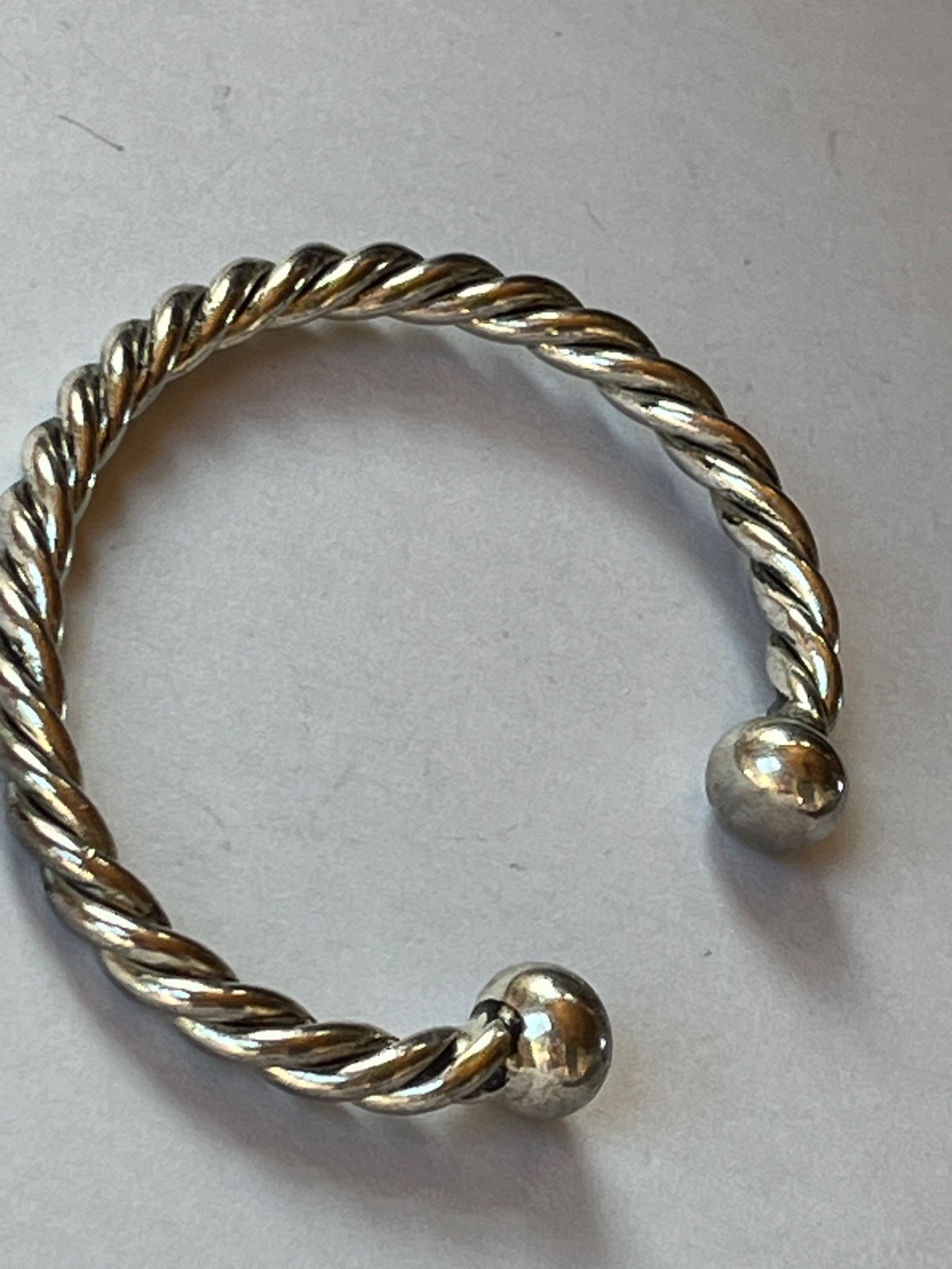 Thick Nonmagnetic Silver Twist Cuff Bracelet – 2.25 inches across inside diamete