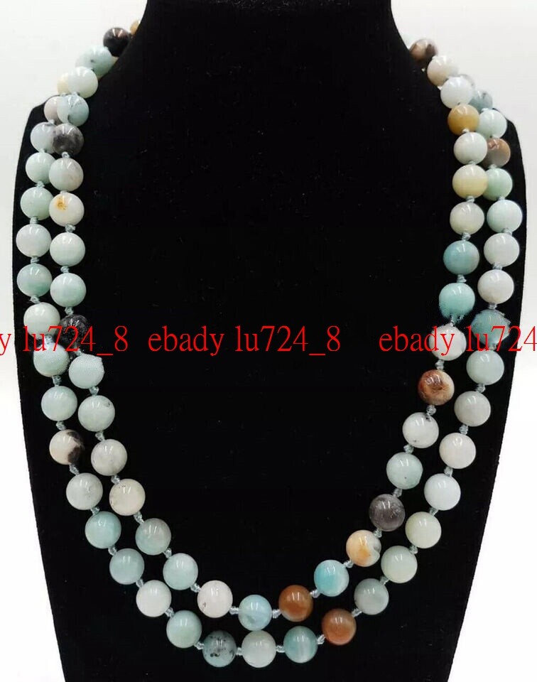 Natural Multicolor Amazonite Round Gemstone Beads Necklace 14-36” 6/8/10/12mm