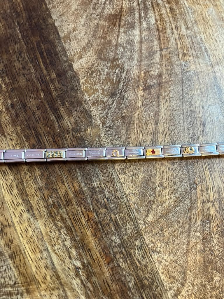 Nomination Bracelet with Four Charms Europe Italy Early 2000s Stainless Steel