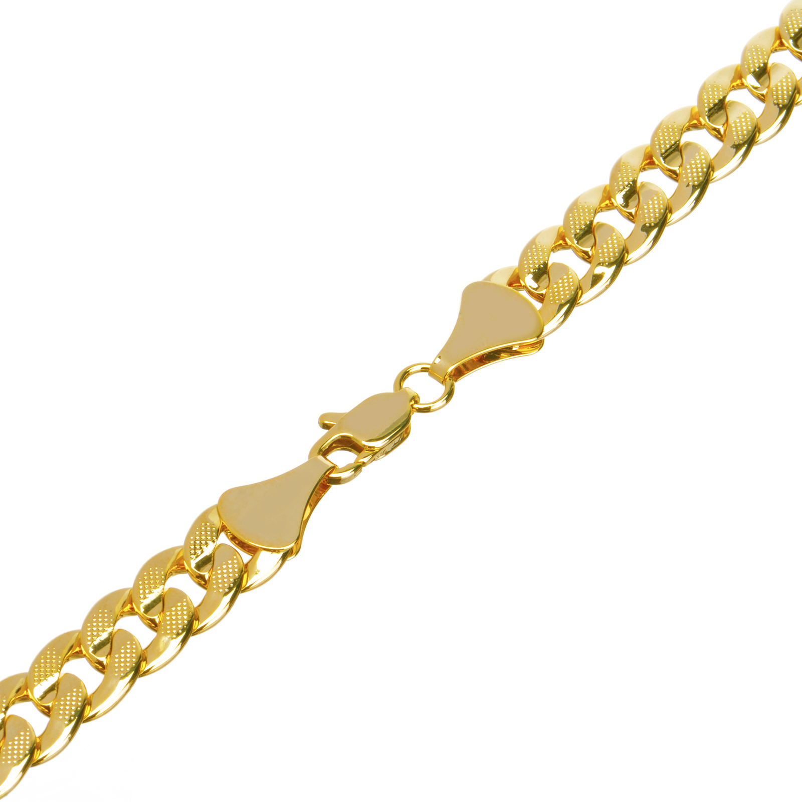 Solid Men’s 14K Gold Plated 10 mm / 24″ Cut Concave Cuban Link Chain Necklace