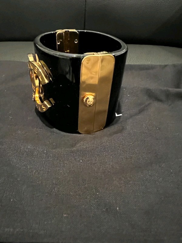 CHANEL Black Cuff Bracelet Gold Plated CHANEL PARIS 6.5″ – 7″ONLY SERIOUS BUYER