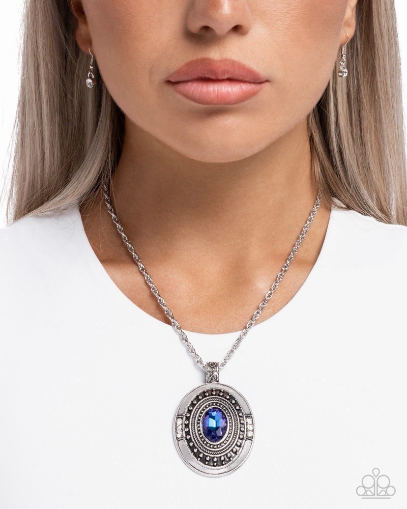 Paparazzi Jewelry Leading Luminescence Blue & Purple UV & Silver Necklace New