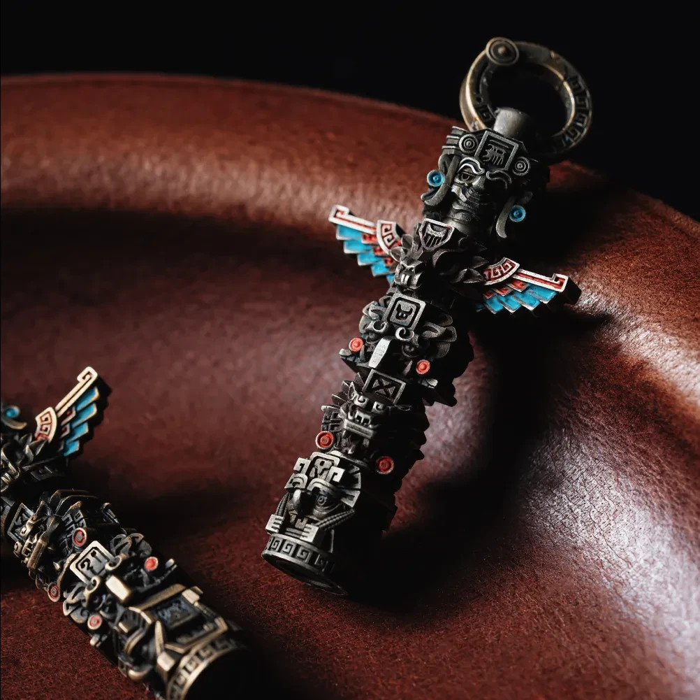 Bronze Mayan Totem Pendant, Mythology Jewelry, Men’s Protection Necklace