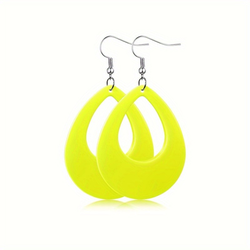 6 Pairs of Neon-themed Party Pendant Earrings, Teardrop-shaped Earrings