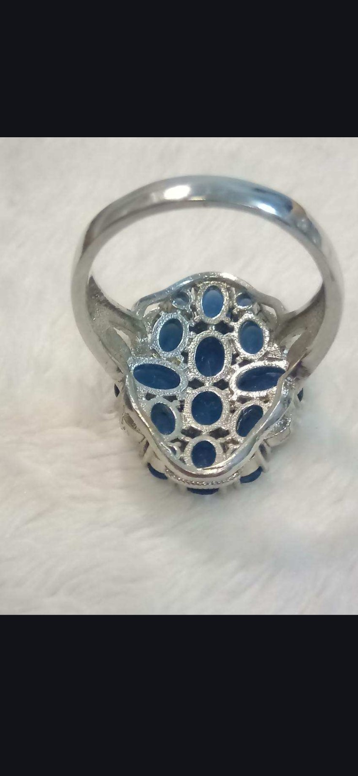 Beautiful Multi Blue Stone Sterling Ring Size 10