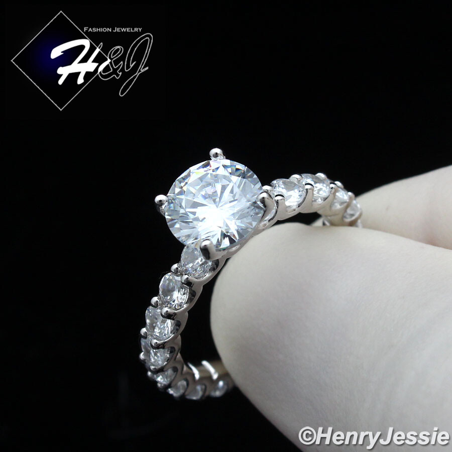 WOMEN 925 STERLING SILVER ICY BLING ROUND CUBIC ZIRCONIA ENGAGEMENT RING*SR181