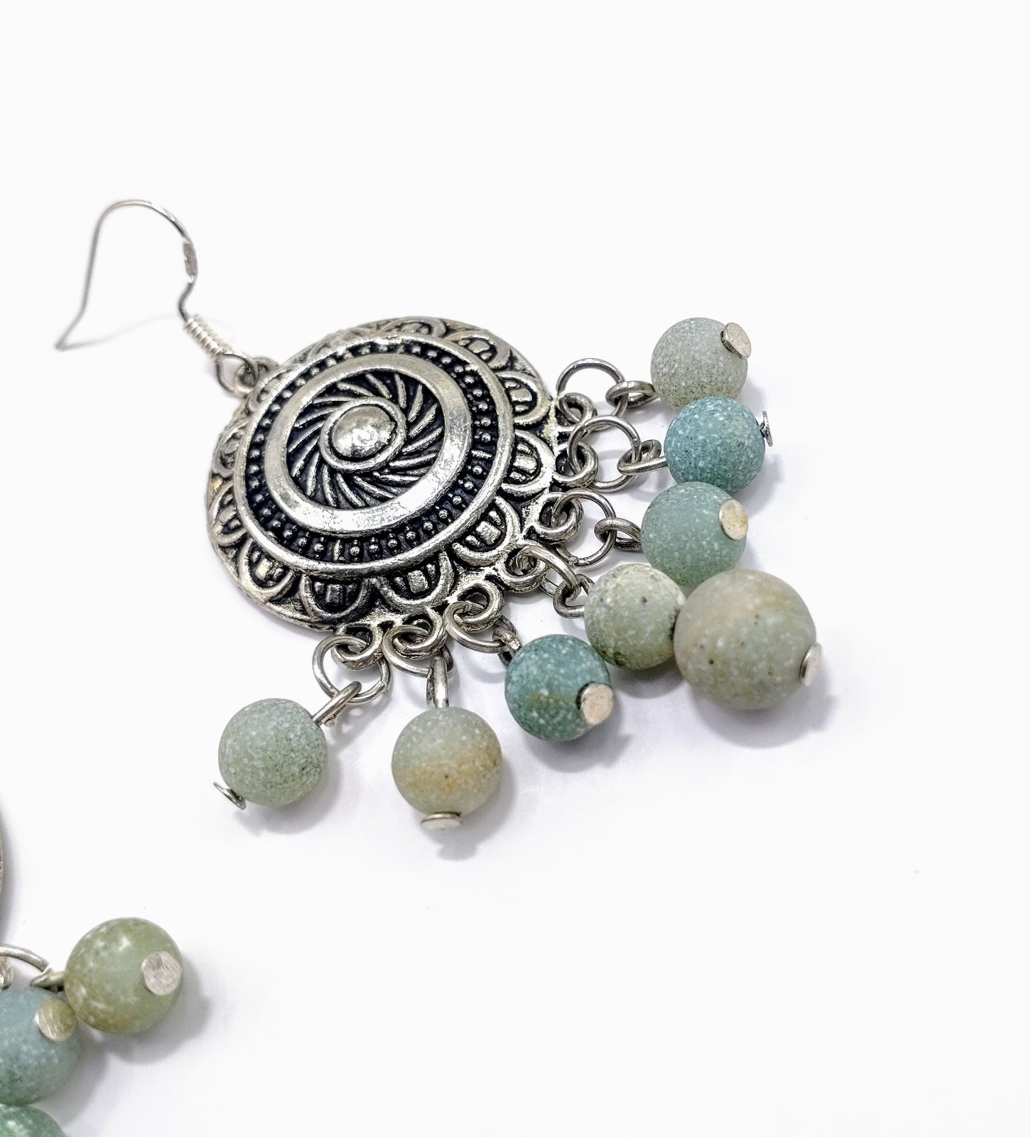 Gemstone Earrings Dangle Drop Beaded Crystal Boho Sterling Silver Hooks Handmade