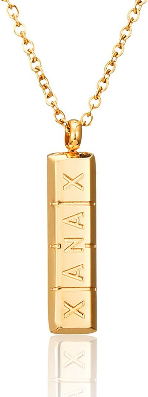 Womens Girls Stainless Steel XANAX Pill Necklace Pill Holder Necklace Pill ID Ba