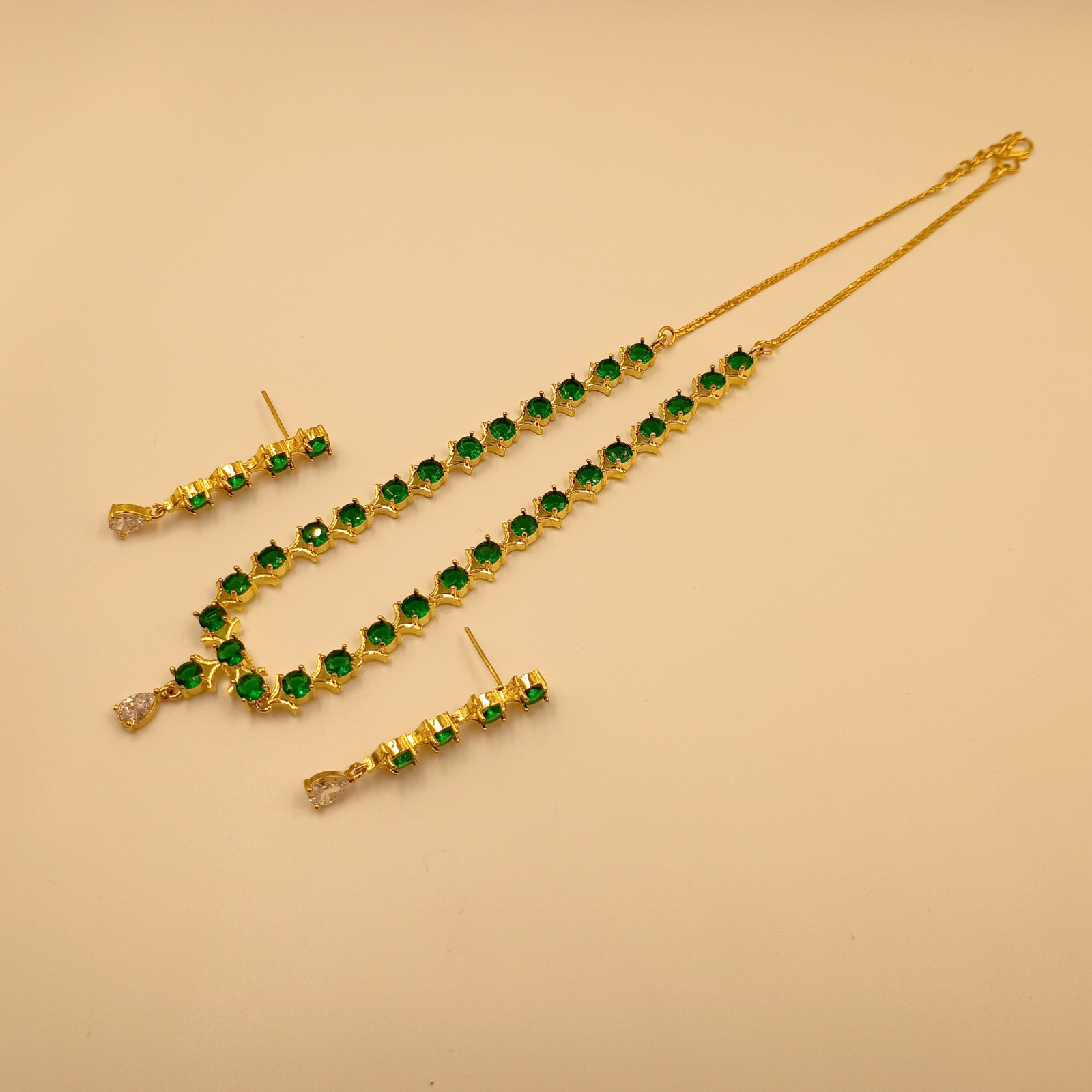 Emerald Necklace Set | 22k Gold Plated Indian Bridal Choker | Traditional Jewelr