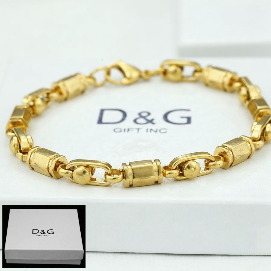 DG Men’s 8.5″ Stainless Steel 6mm,Link Chain Bracelet Gold plated*Unisex + BOX