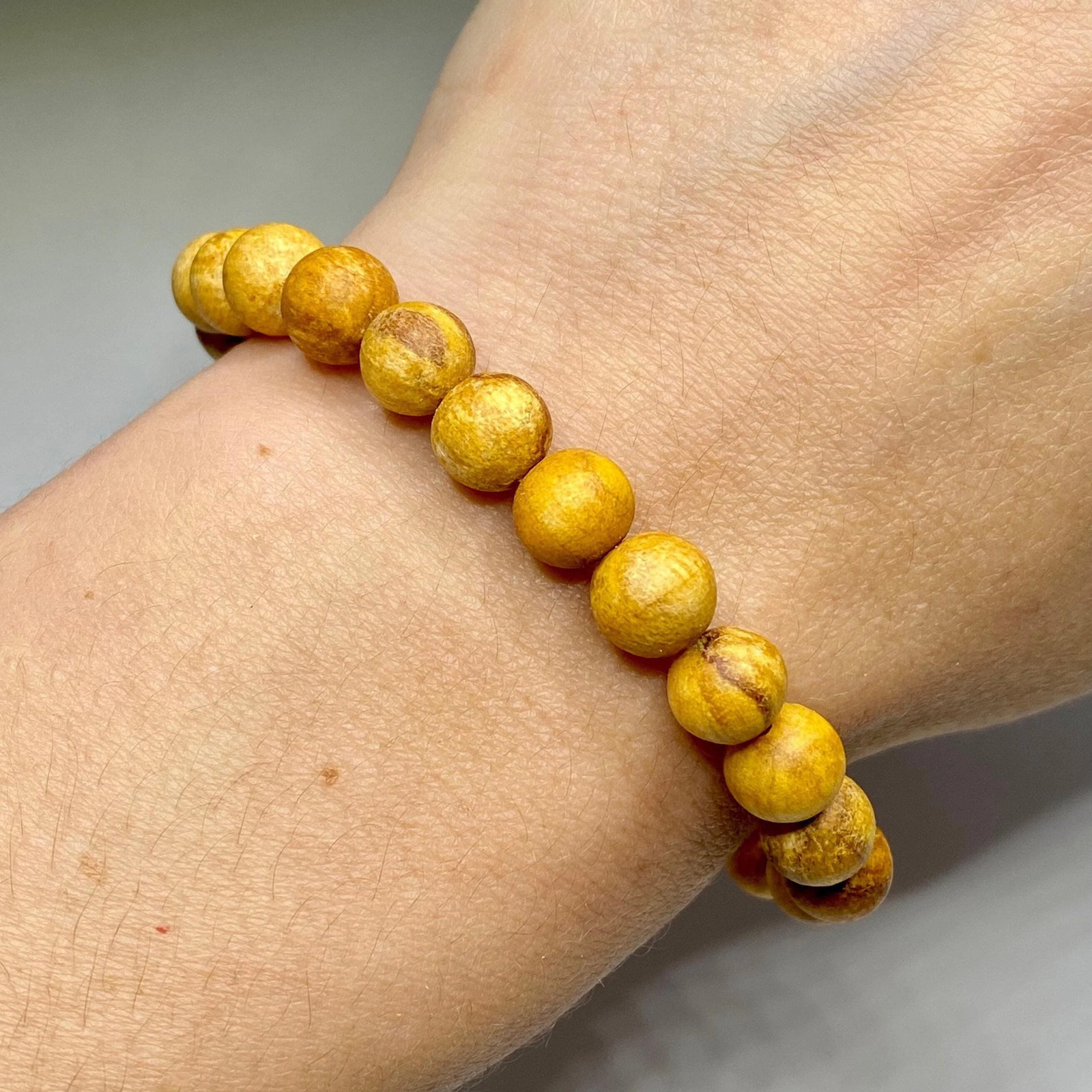 Palo Santo Beaded Bracelet, Handmade Wood Bead Bracelet