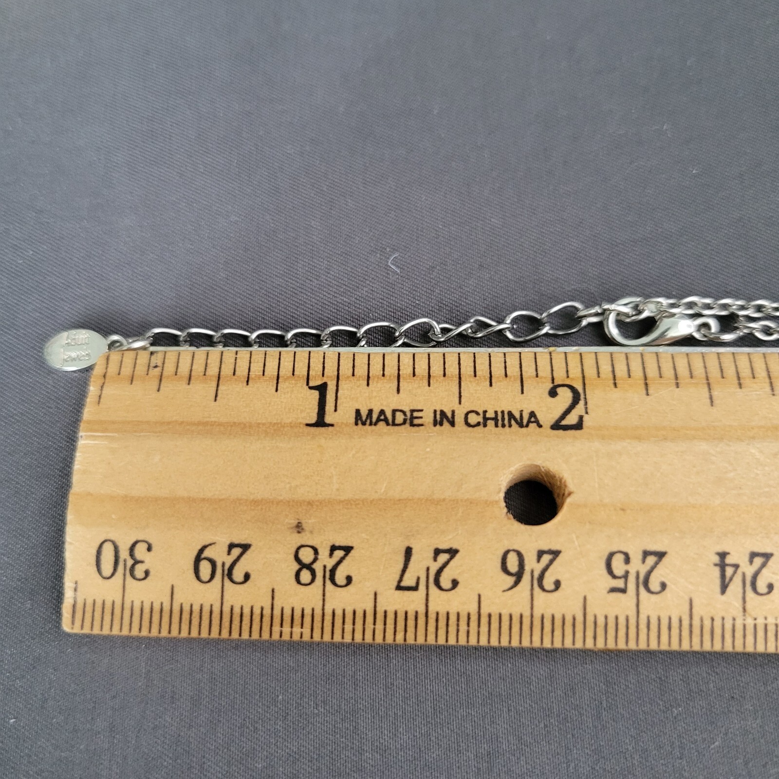 Adult Jewels Silver Tone Cable Chain Purple Quartz Stone Pendant Necklace 16 in