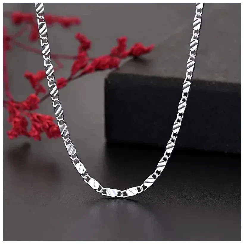 New 925 Sterling Silver fine 2MM flat Clavicle chains Necklaces for Men Women