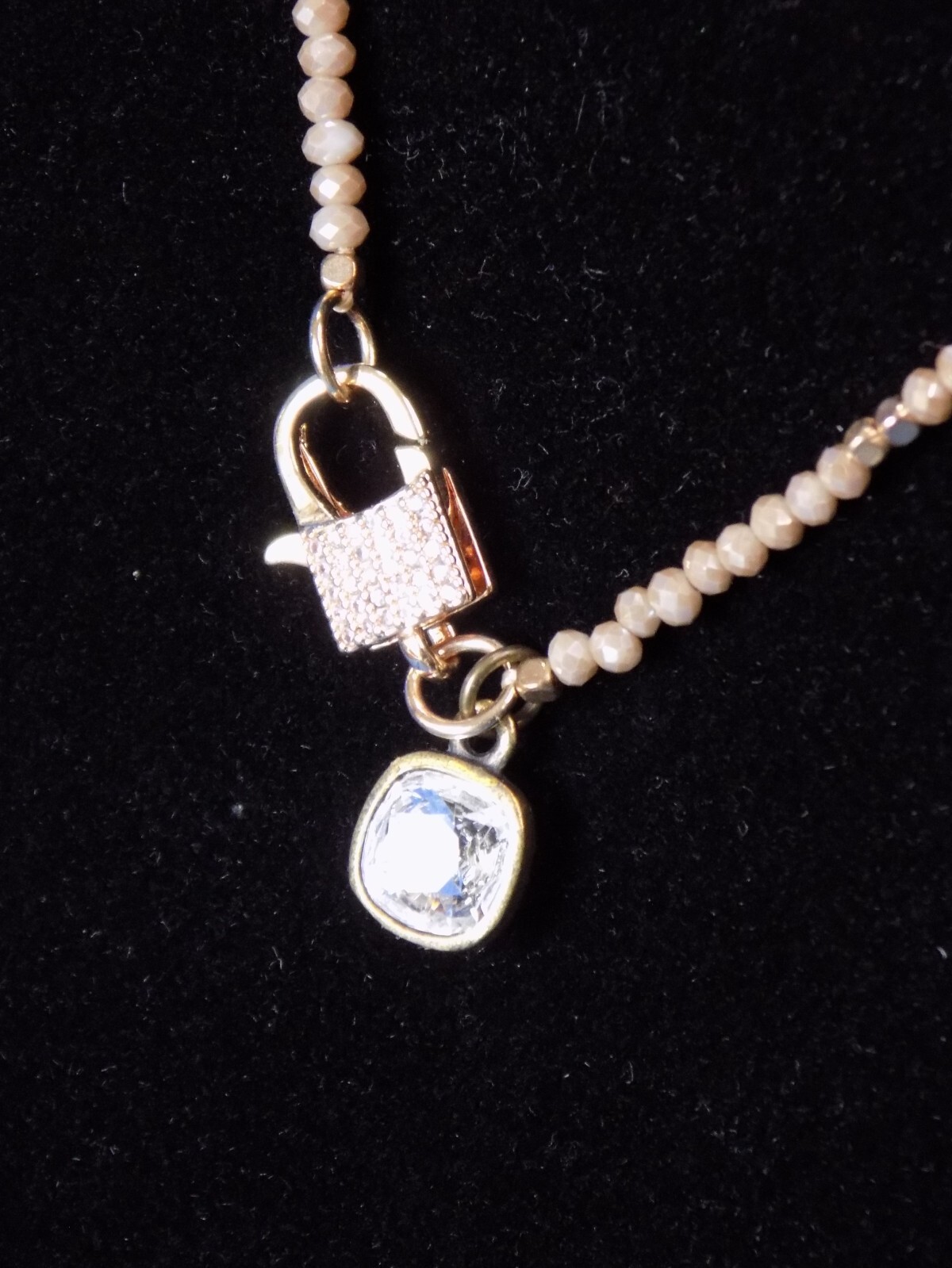 Necklace MADE IN TEXAS 15″ Faux Diamond Pendent w/ Lock Original Tag