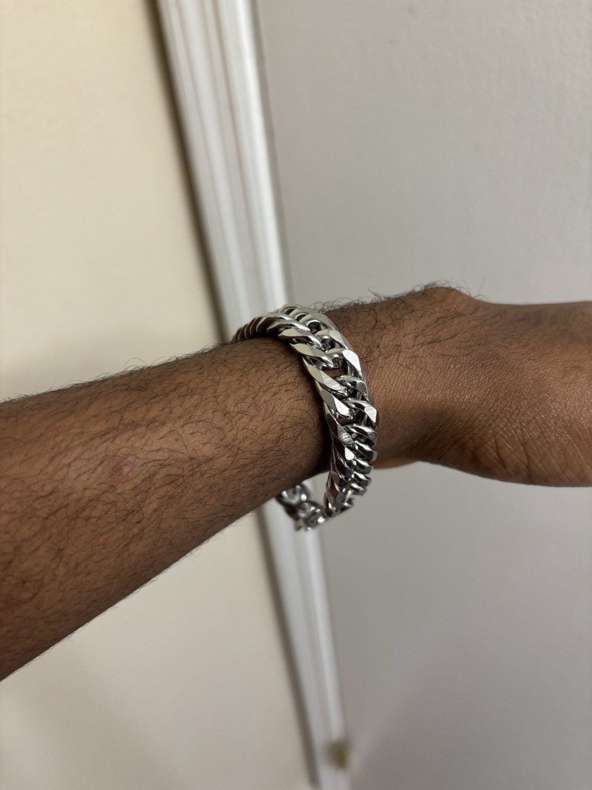 21 Cm Plated Silver Alloy Micro Curb Bracelet Minimal Grunge Streetwear Jewelry