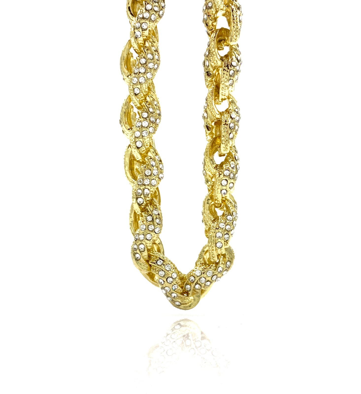 14k Gold/White Gold Iced-Out 10mm Rope Chain Necklace