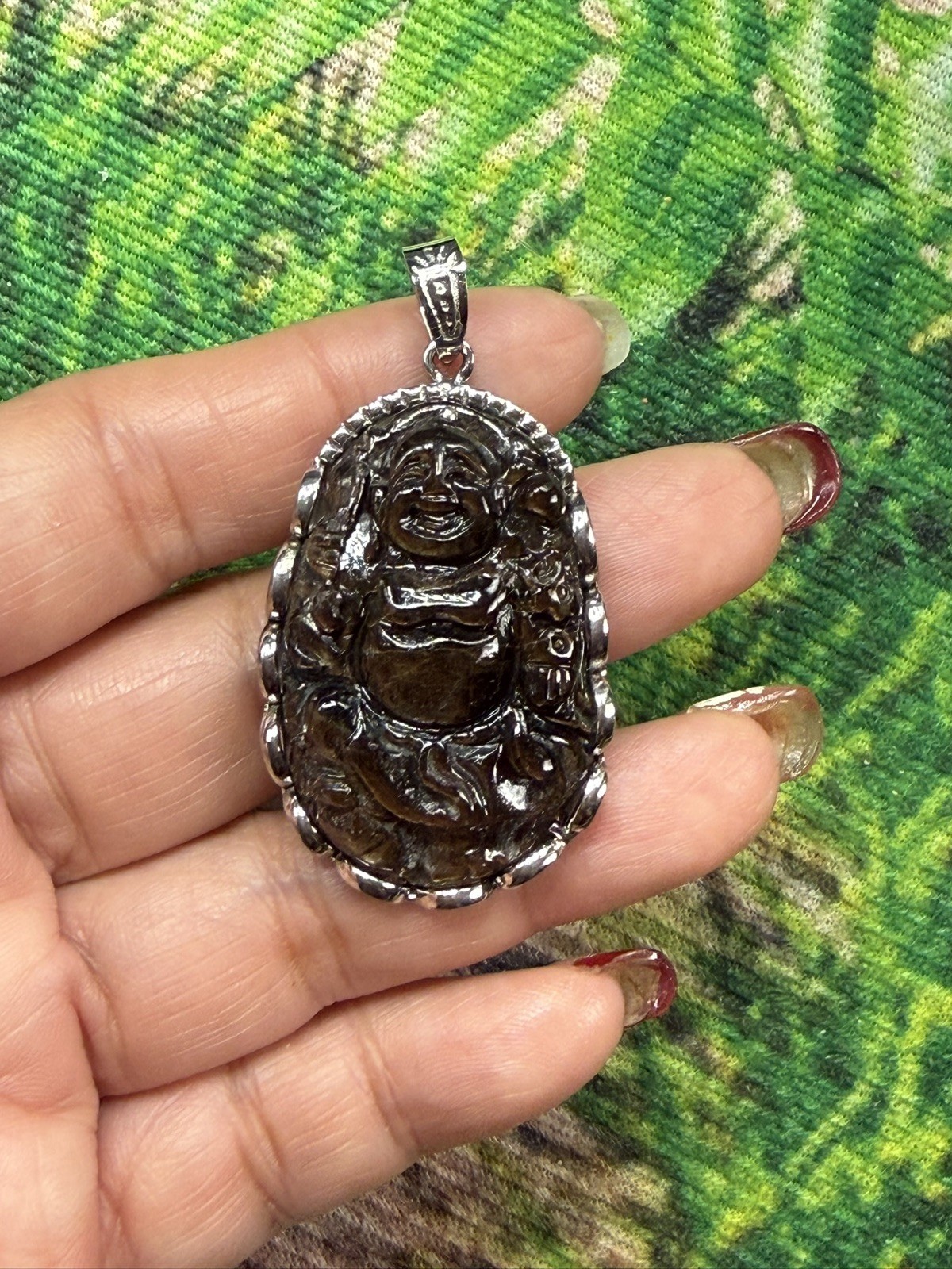 Natural colour Maitreya laugh buddha Natural Saphia Pendant Phật Di Lạc