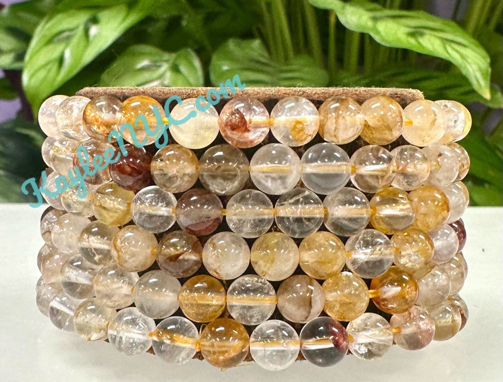 Wholesale 6 Pcs Natural Golden Healer 6mm 7.5” Crystal Healing Stretch Bracelet