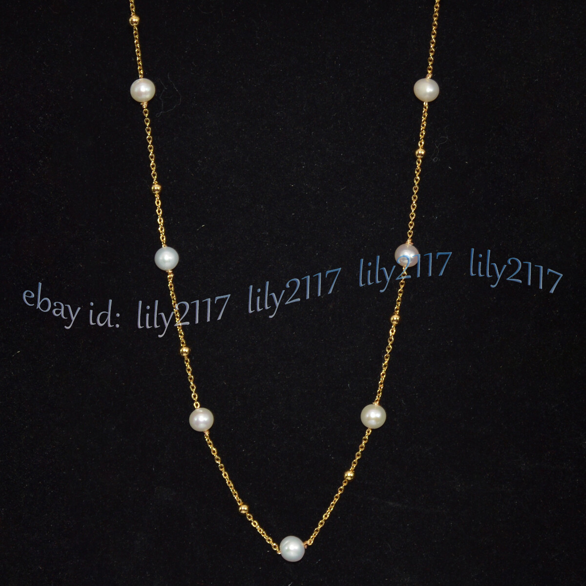 Real Natural 6-7mm White Freshwater Baroque Pearl Gold Chain Necklace 20/32”