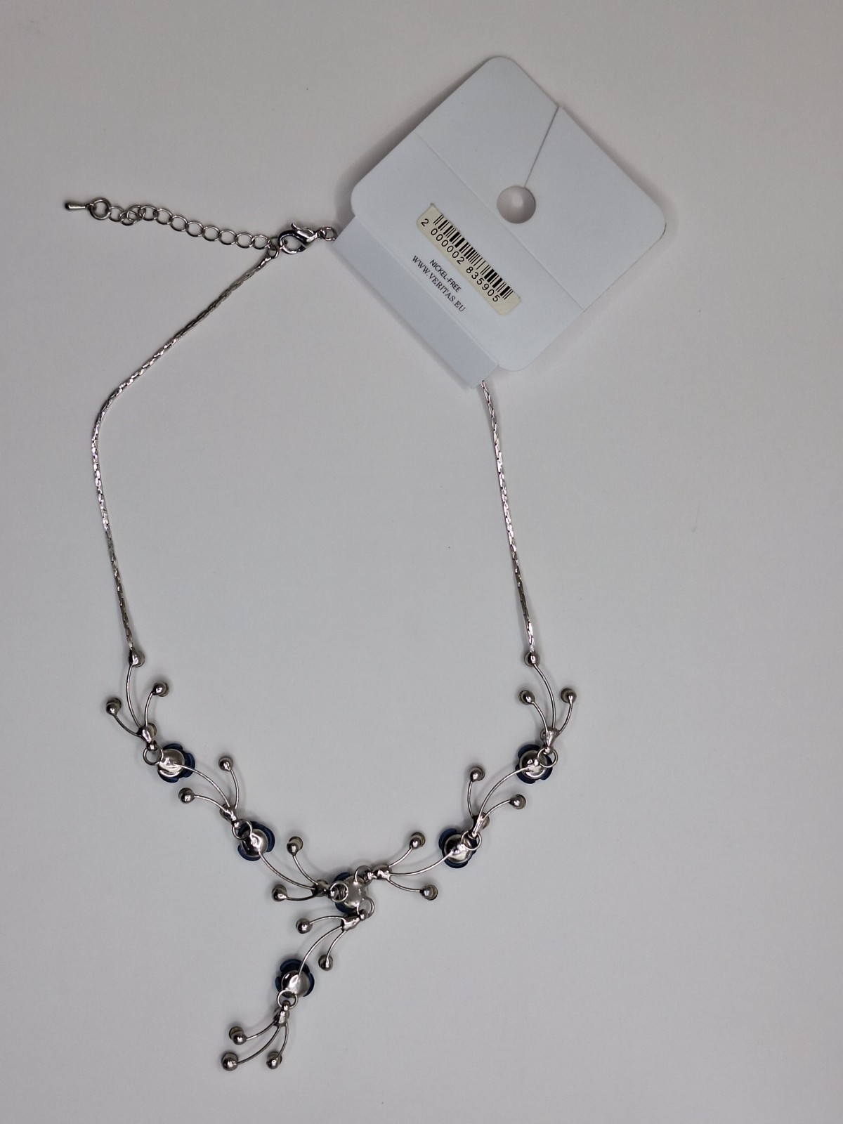 Women Collection by Veritas Navy Blue Rose Necklace Silver Tone Nickel Free