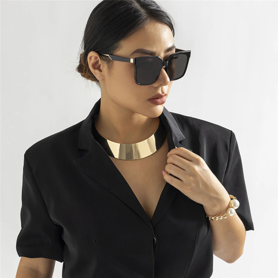 Chunky Collar Choker Wide Statement Necklace Fashion Jewelry