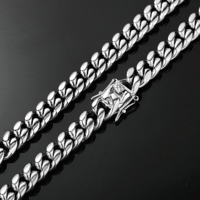 Men’s Miami Cuban Link Chain Or Bracelet SOLID Stainless Steel 8MM-14MM