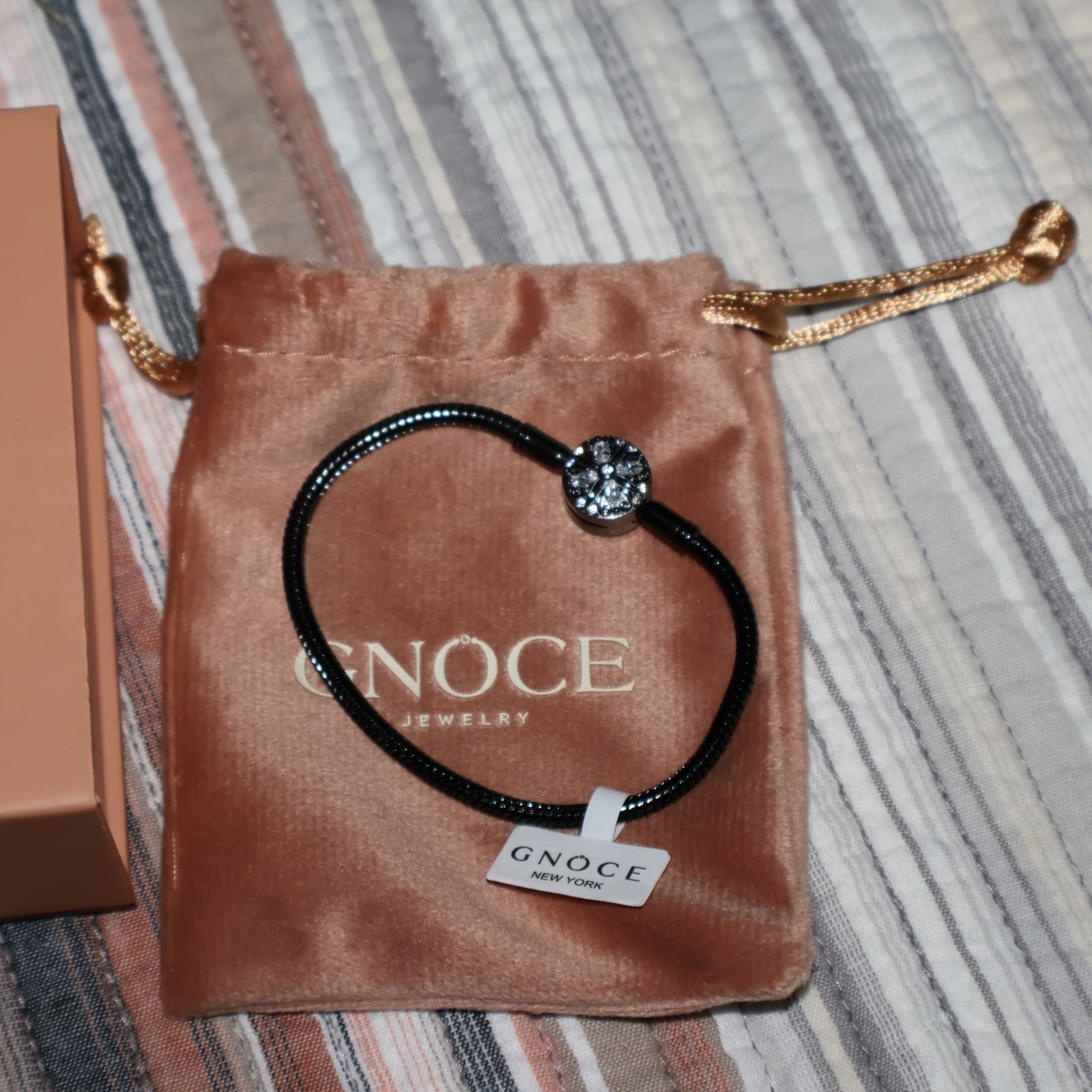 Gnoce Black Four-leaf Clover Bracelet