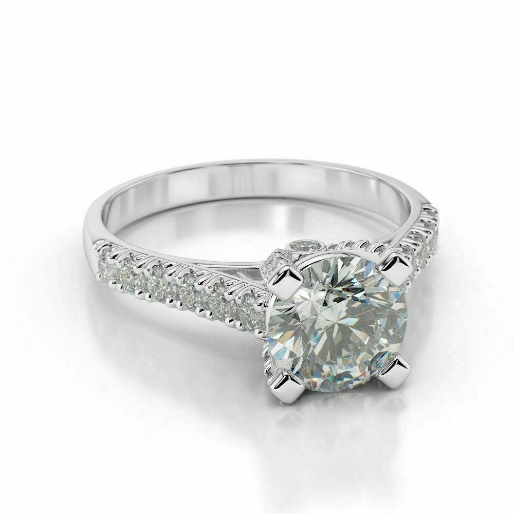 2.2 Ct Round Simulated Diamond 925 Sterling Silver Cluster Wedding Ring