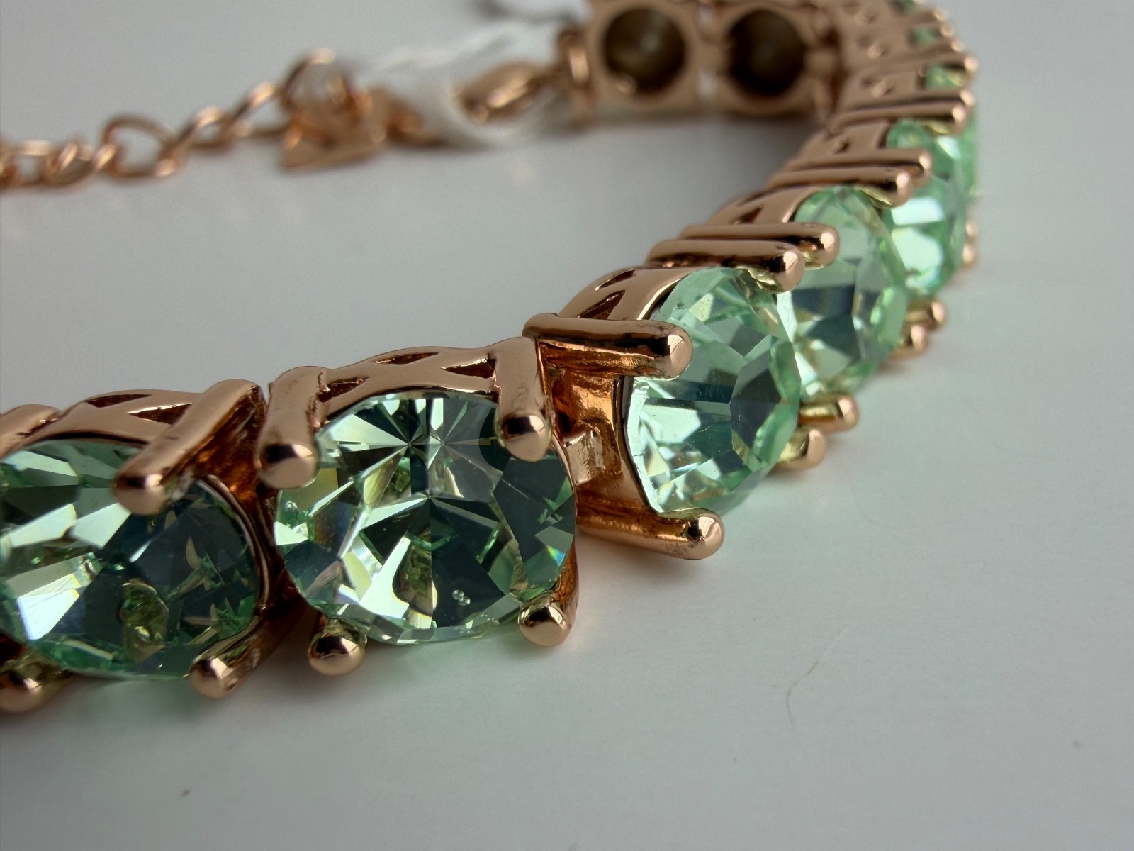 Park Lane Impression Tennis Bracelet & Earrings ~ Mint w Rose Gold-Tone Green CZ