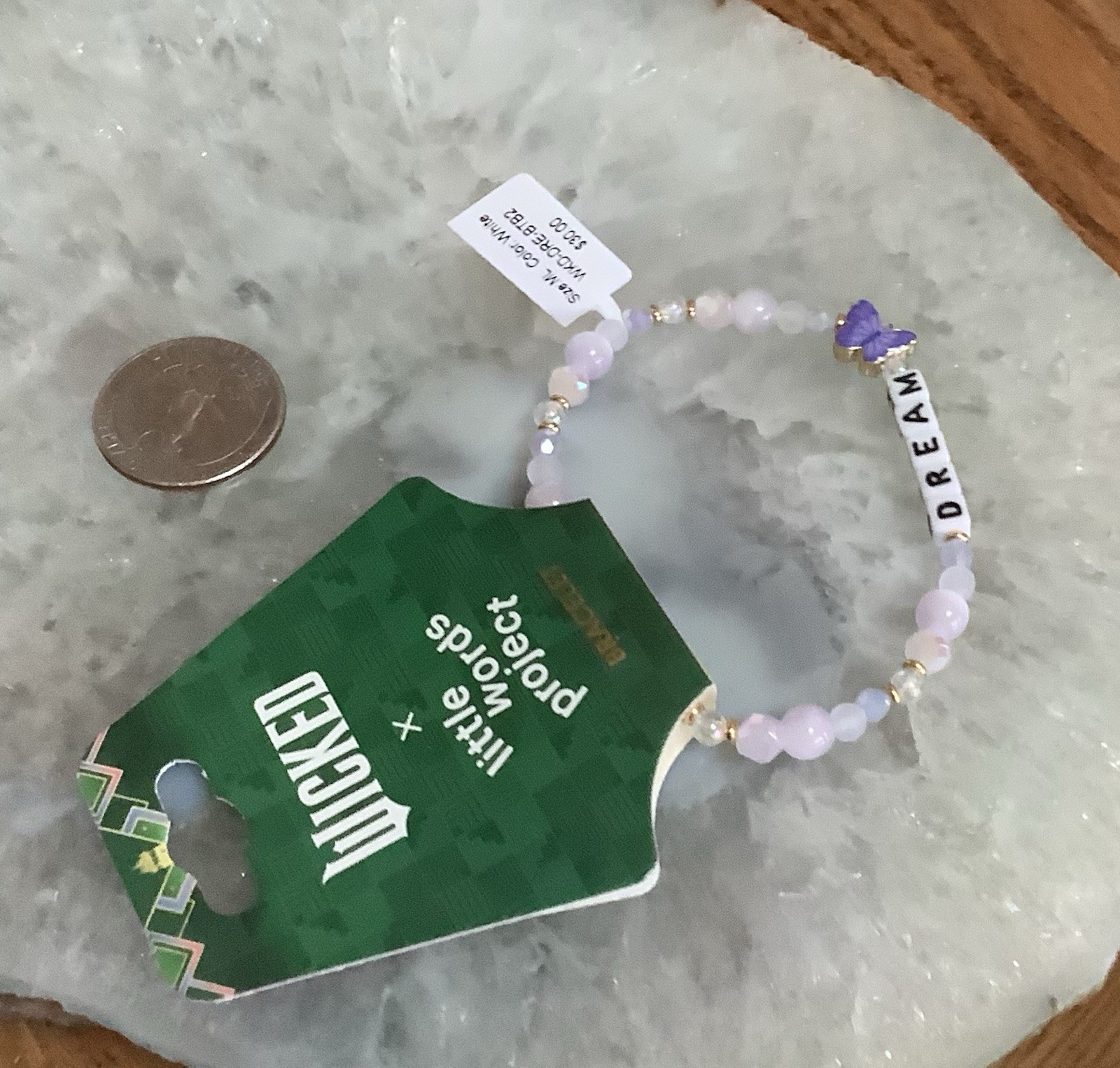 Wicked x Little Words Project “DREAM” Beaded Bracelet Size M/L, NWT