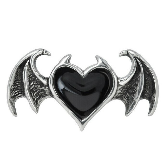 Alchemy Gothic Black Soul Ring Black Heart Demon Wing Fine Pewter Blacksoul R240