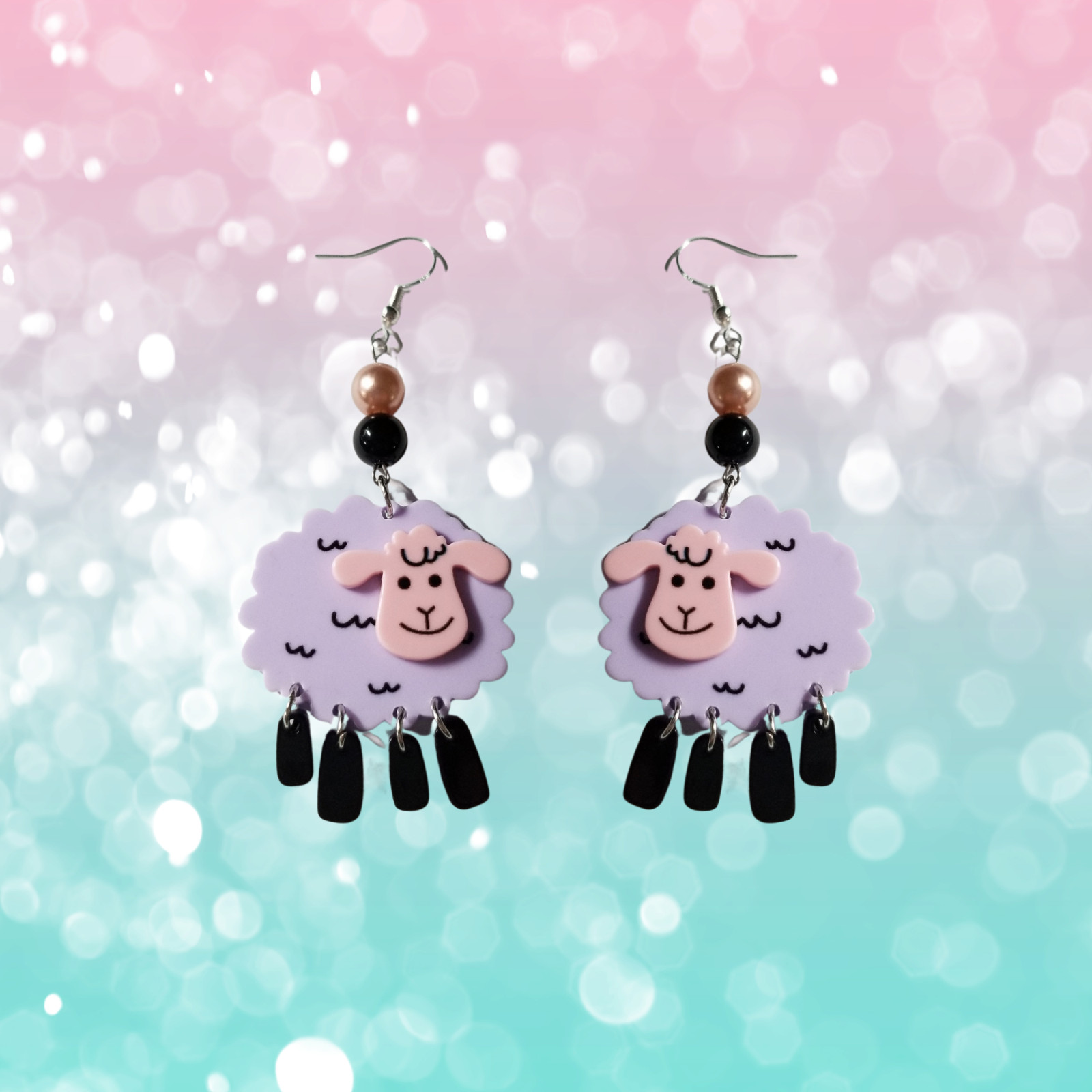 Sheep Dangle Earrings, Sheep Lover Gift, Animal Earrings, Cute Dangle Earrings
