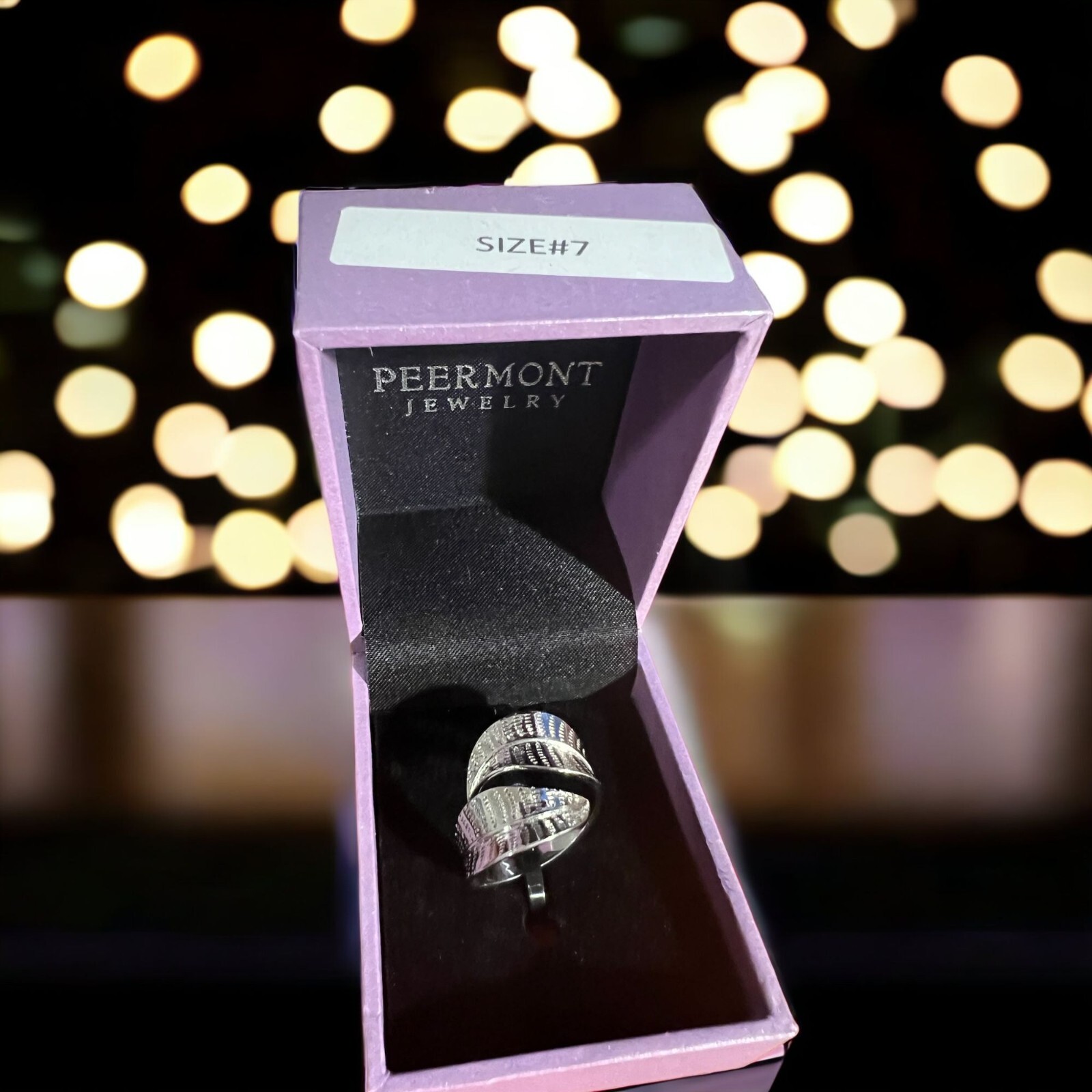 Peermont Jewelry Silver Tone Leaf Bypass Ring Size 7 NEW in Box