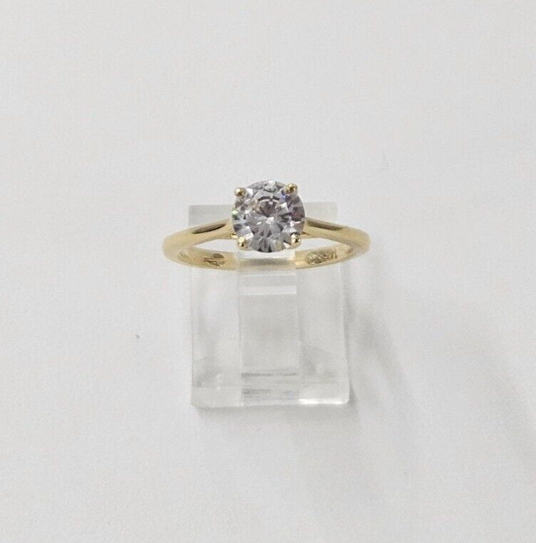 Real 14K Yellow Gold Engagement Ring, Cubic Zirconia 3 Gr, Size 6.5 MorisJewelry