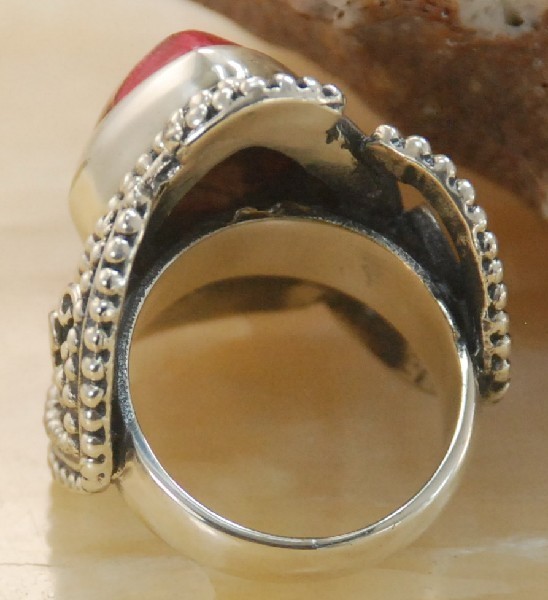 Sea Sediment Jasper Gemstone Silver Handmade Ring Jewelry Size 8.5 H30