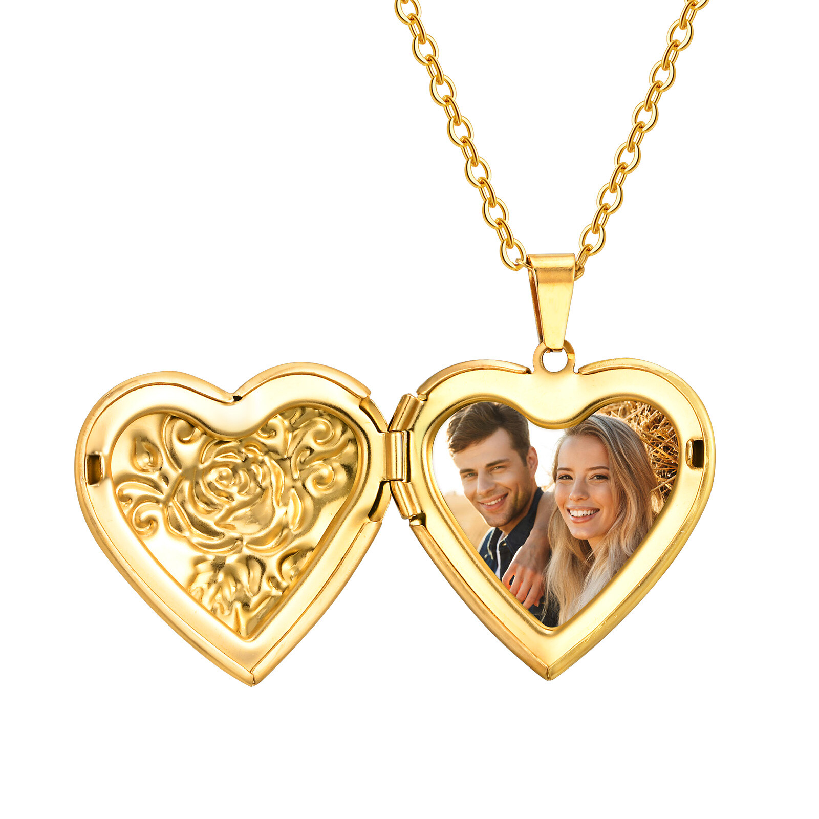 Custom Women Heart Photo Frame Necklaces Locket Openable Pendant Valentines Day